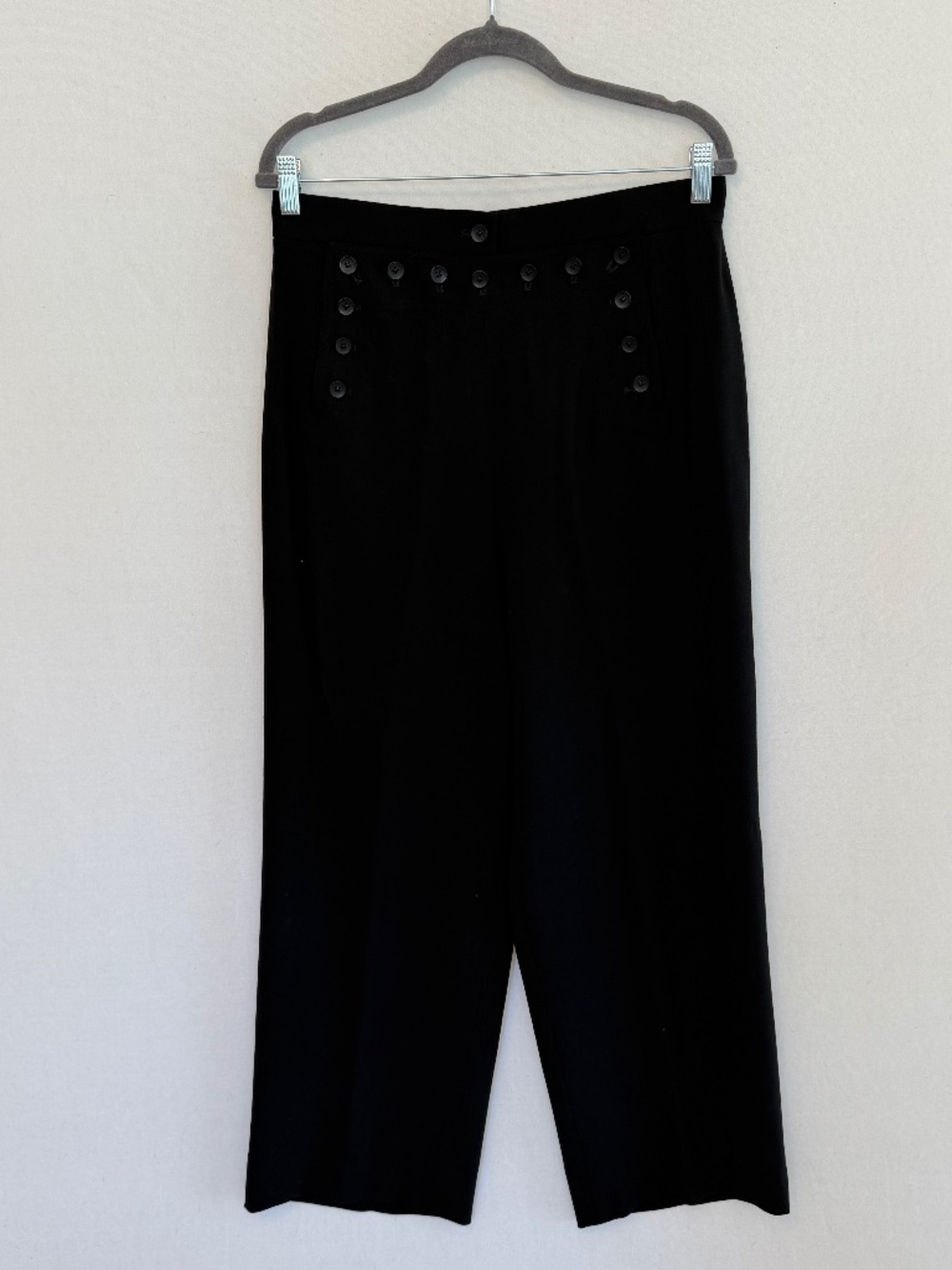 EMANUAL ENSARO Women’s Size 14 Black 100% Wool Sailor Pants Trousers